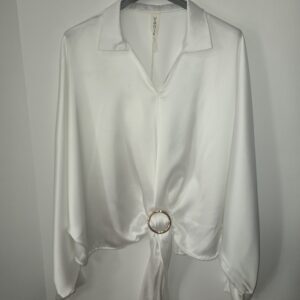 Blusa satén Blanca manga larga